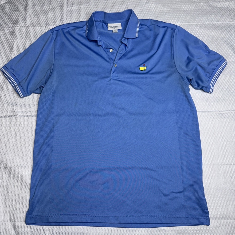 Masters Performance Mens Blue Polo Shirt Size Large‎ Embroidered Logo